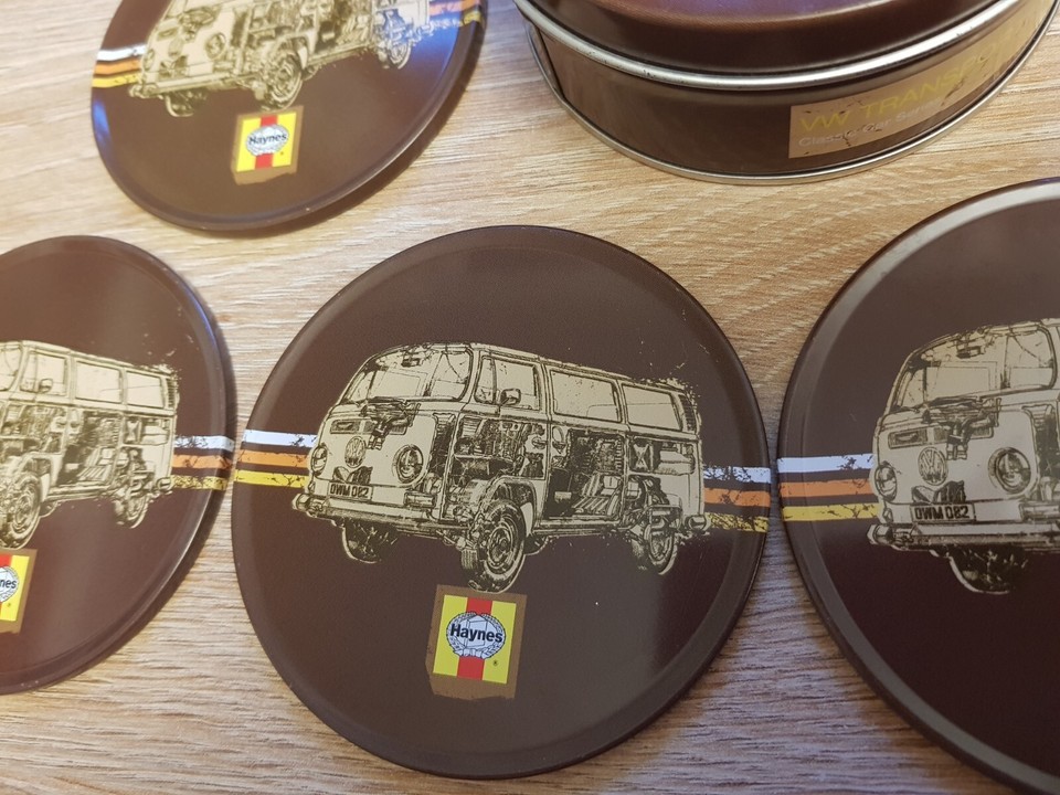 Haynes Car VW Transporter Tin Coaster Set Tin With 6 Coasters Brown haynes-car-vw-transporter-tin-coaster-set-tin-with-6-coasters-brown