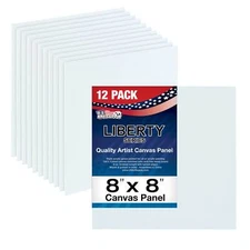 Blank Cotton Canvas Panels 8"x8" 12 Pack Mounted Art Boards Paint Supplies Craft
