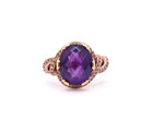 Sterling Silver 925 Gold Plated Amethyst & Cubic Zirconia Cocktail Ring, Size 7