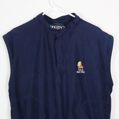Zero Restriction Vest Mens Medium Blue Bali Hai Golf Club Embroidered Snap Up