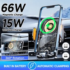2 IN 1 Wireless Car Charger 66W Fast Charging Mount Automatic Clamping Holder