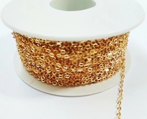 By the foot BULK Continuous 14kt GOLD FILLED 1.5x2mm FLAT Oval CABLE CHAIN Lots