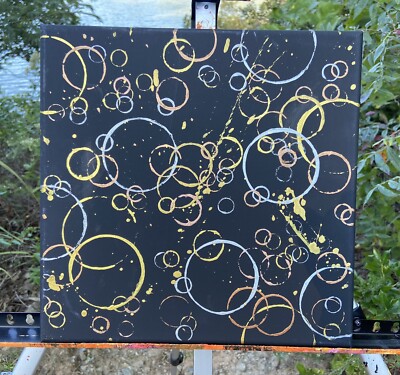 Royal Bubbles Original Acrylic Abstract Painting On Canvas 10X10