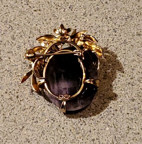 Vintage 1966 Germany Signed CHRISTIAN DIOR Amethyst Pin Brooch WOW! - Picture 7 of 11