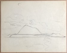 André Nivard (1880-1969) Disegno Antico Carboncino Studio Paesaggio Mare # H
