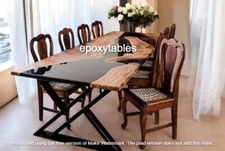 Balck Epoxy Resin Center Dining Table Top Handmade Kitchen Slab Furniture Bar De