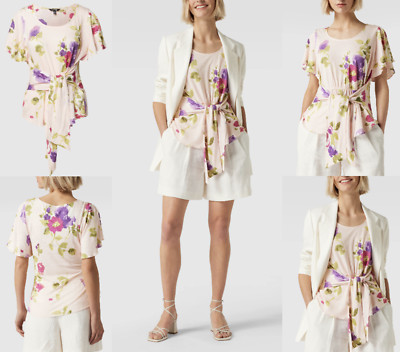 LAUREN RALPH LAUREN Floral Print V-Ausschnitt Top Bluse Shirt T-shirt Tunika L