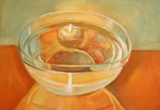 Vintage Still life with bowl oil painting signed