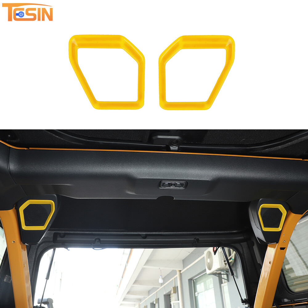2PCS Rear Trunk Speaker Decor Cover Trim Accessories Yellow For Bronco 2021-2023