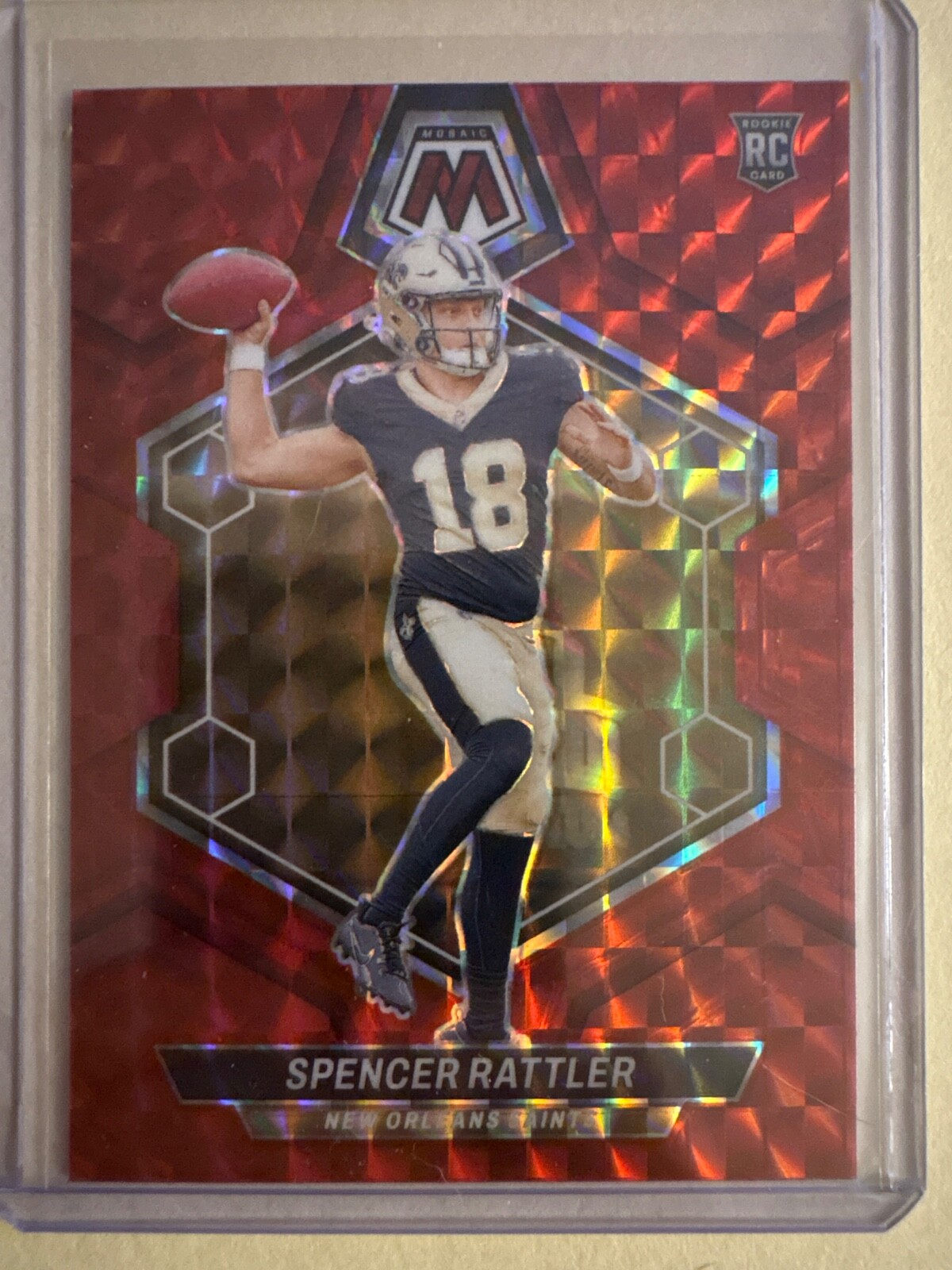 2024 Panini Mosaic - Rookies Spencer Rattler #393 Red Mosaic Prizm (RC)