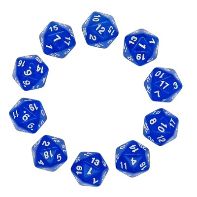Würfel D20 10 Pcs Transparent Blau Polyhedral Dice 20 Seitige Klar Würfel für...