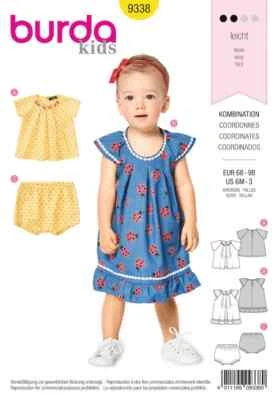 Burda Kinder 9338 Mädchen Passender Nähmuster Alter 6m-3yrs Fähigkeit: Einfach - Bild 1 von 4