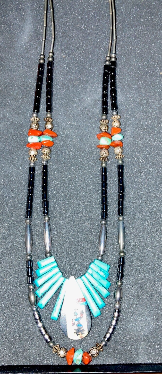 Native American Liquid Silver Figural Pendant Nec… - image 1