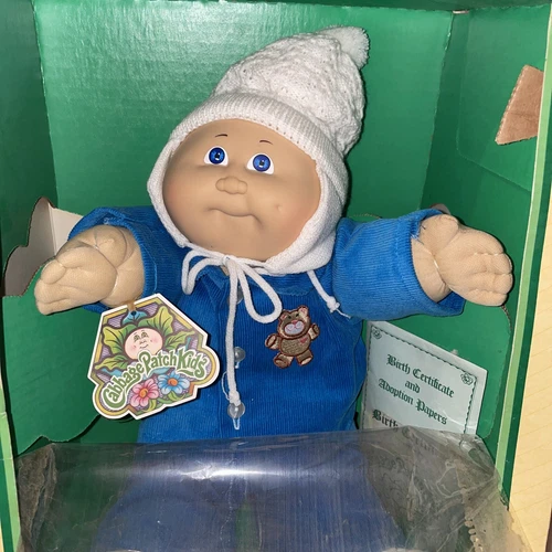 Vtg Coleco 1983 Cabbage Patch Kids Doll Boy Corduroy Outfit W/Birth Certif & Box
