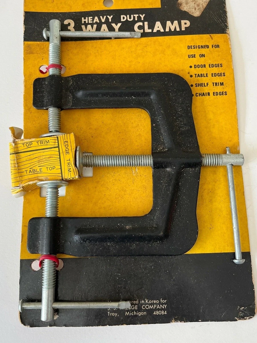 Vintage New in Package Kresge 3 Way Wood Clamp for Door Table Shelf Edges