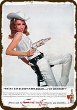 1966 CAT WOMAN JULIE NEWMAR & SMIRNOFF Vntg-Look DECORATIVE REPLICA METAL SIGN