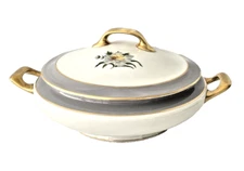 princess china golden peony porcelain tureen with lid vintage 1950s usa