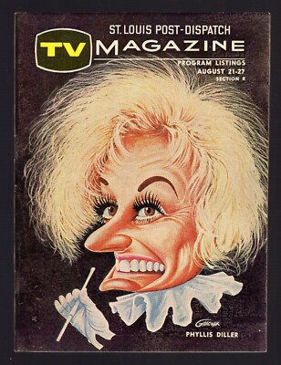 1966 ST LOUIS POST DISPATCH TV GUIDE  PHYLLIS DILLER by RALPH GRACZAK Caricature
