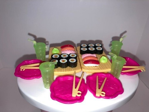 Barbie Playset/Diorama Accessory- Food /Sushi Chef Platter/ chopsticks & TeaSet