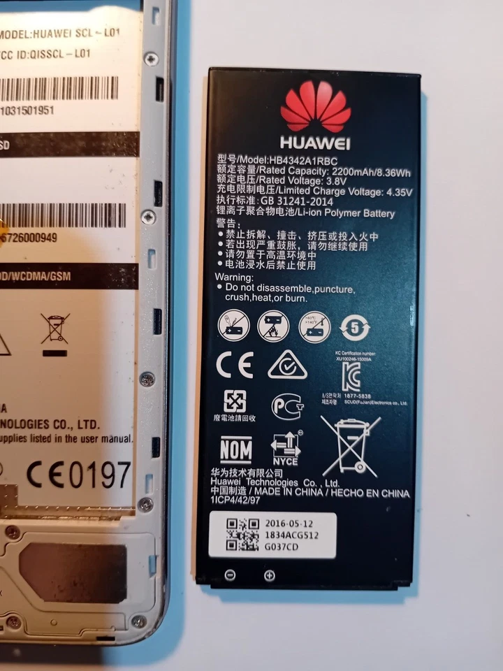 HUAWEI-SMARTPHON-Y6 SCL-L01 Android 5.1.1+CARICA BATTERIA + BATTERIA  NUOVA-NERO - Immagine 3 di 4