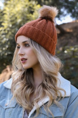 Soft Knit Faux Fur Pom Beanie Winter Hat for Women Double Pom FOX Fur Beanie Women, 2 Pom FOX Fur Knit Winter  main image 2