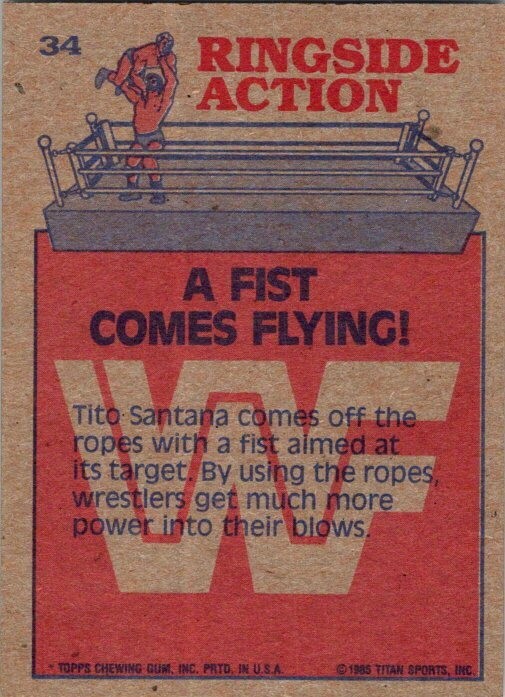 1985 Topps Titan Sports WWF A Fist Comes Flying Card 34 See Scan eBay
