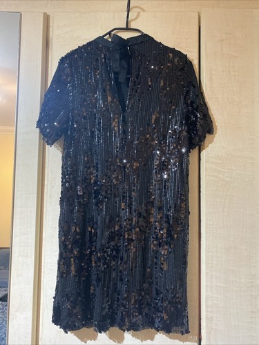 Zara Black Sequin Dress Size S - Picture 3 of 6