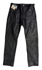 NWT Vintage 2BU Wear USA Leather Pants Black Biker Waist 38 Inseam 35.5" A1