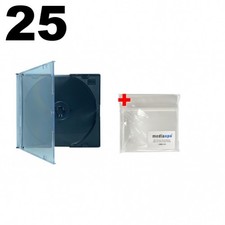 25 SLIM Black CD Jewel Cases 100 OPP Plastic Wrap Bag
