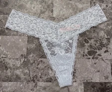 NWOT VICTORIA'S SECRET BLUE WHITE EMBROIDERED I DO BRIDAL LACE THONG PANTIES