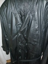 alter gefütterter Herren Ledermantel Vintage Trenchcoat Offiziersmantel Gr 50