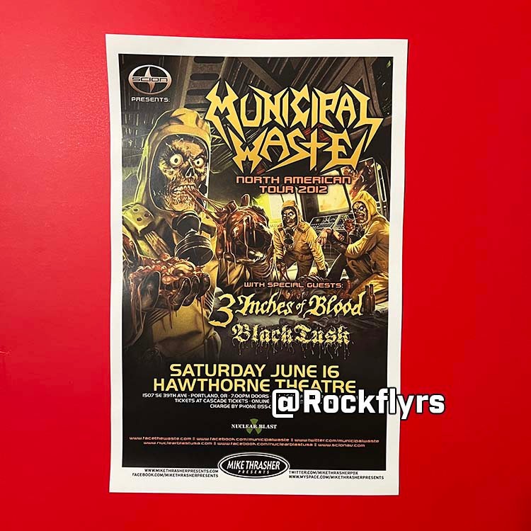 MUNICIPAL WASTE + 3 INCHES OF BLOOD 2012 Concert Promo 11x17 Street Poster