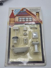 Mini Dollhouse Furniture White Bathroom Set 1:48 Quarter Inch Scale G1454 New