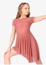 NWT Girls Short Sleeve Satin and Mesh Over Dress N8089C Retails 65 A7 