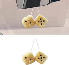 Fuzzy Plush Dice For Car Mirror 2.75 Retro Square Auto Mirror H Color Gold Fuzzy Plush Dice For Car Mirror 2.75 Retro Square Auto Mirror H Color Gold