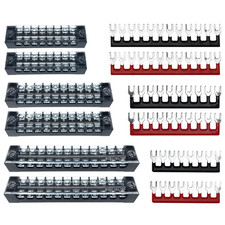 6 Sets 8/10/12 Positions 600V 15A Terminal Blocks Ground Circuit Dual Row Bus