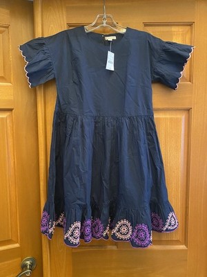 NEW J Crew Crewcuts Girls Blue Floral Dress Flutter Sleeve Size 12 Cotton