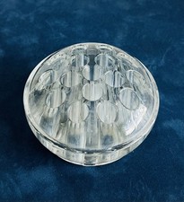 Vintage Round Glass FLOWER FROG Holder  16 Holes  4.5" x 2.5   Heavy 