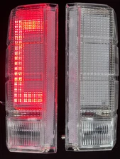 1980-86 Ford F150 F250 Truck Bronco CLEAR Tail Lights Pair w/ Built-In LED New