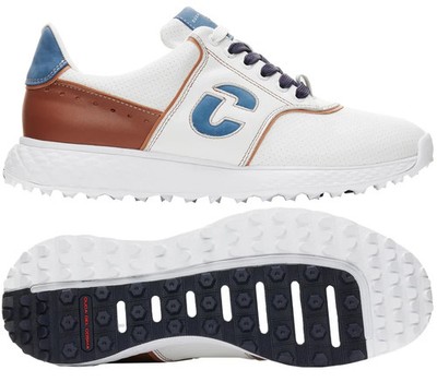 Duca Del Cosma Positano Premium Golfschuhe ohne Spikes - Weiß / Cognac / Jeans