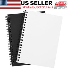 Black B6 Spiral Notebook 5"x7", 2Pk Unlined Sketchbook 140 Pages 100GSM