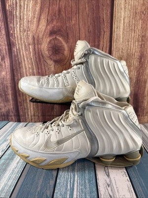 VINTAGE Nike Shox Zoom Flight Basketball Hi White Silver Shoes- 11.5 - SB2