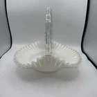 Fenton Silver Crest Milk Glass Basket 14 inch Vintage LARGE