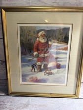 Tom Browning Santa “A Day On The Slopes” 1987 Signed Print - Rare Find!