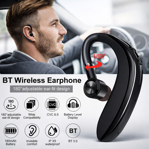 Wireless Bluetooth 5.0 Hörmuschel Headset Fahren Trucker Ohrhörer Noise Cancelling - Bild 1 von 19