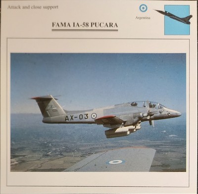 FAMA Pucara Plane Picture Original Vtg Aircraft Info Collector Card  