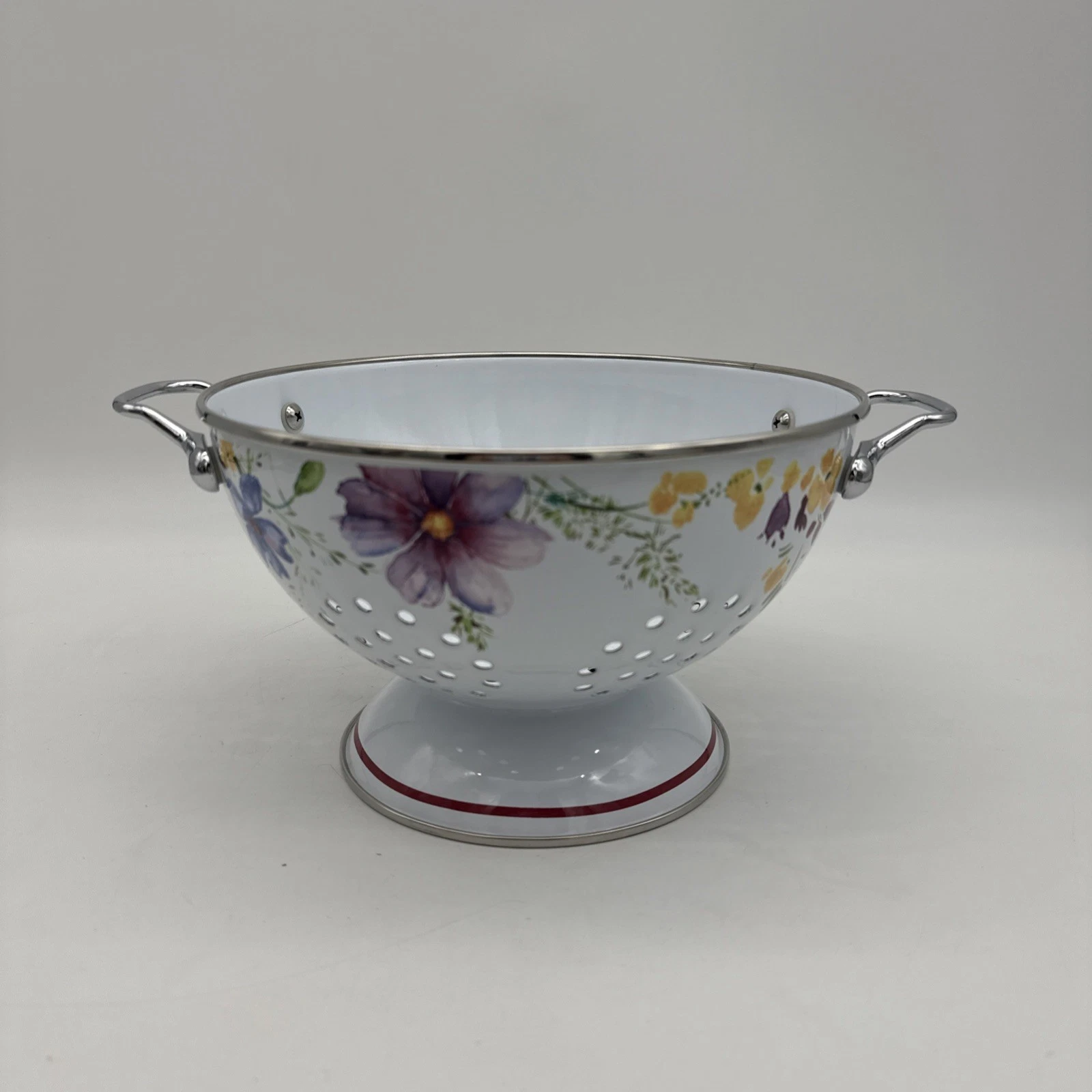 NWT Villeroy & Boch Mariefleur Kitchen Colander Enamel Coated Metal 8.75” Dia