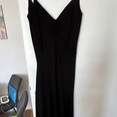 Koton Damen Maxikleid Schwarz XS unifarben V-Ausschnitt Spaghettiträger