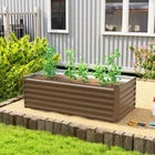 Outsunny Galvanized Raised Garden Bed, 6' x 3' x 2' Planter Box, Brown