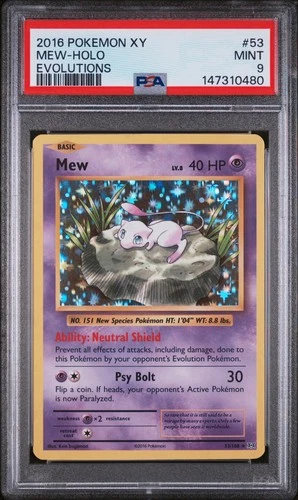 2016 POKEMON XY EVOLUTIONS #53 MEW-HOLO PSA 9